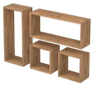 ZESTAW CZTERECH PÓŁEK DĘBOWYCH – SQUARE V1 – 110x70cm