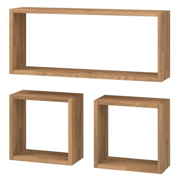 ZESTAW TRZECH PÓŁEK DĘBOWYCH - SQUARE V2 - 70x70 cm