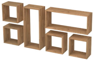 ZESTAW SZEŚCIU PÓŁEK DĘBOWYCH – SQUARE V3 – 150x70cm